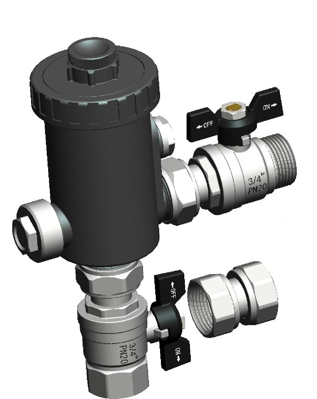 Quadromag mini 3/4" - magnetisch-mechanisch filter