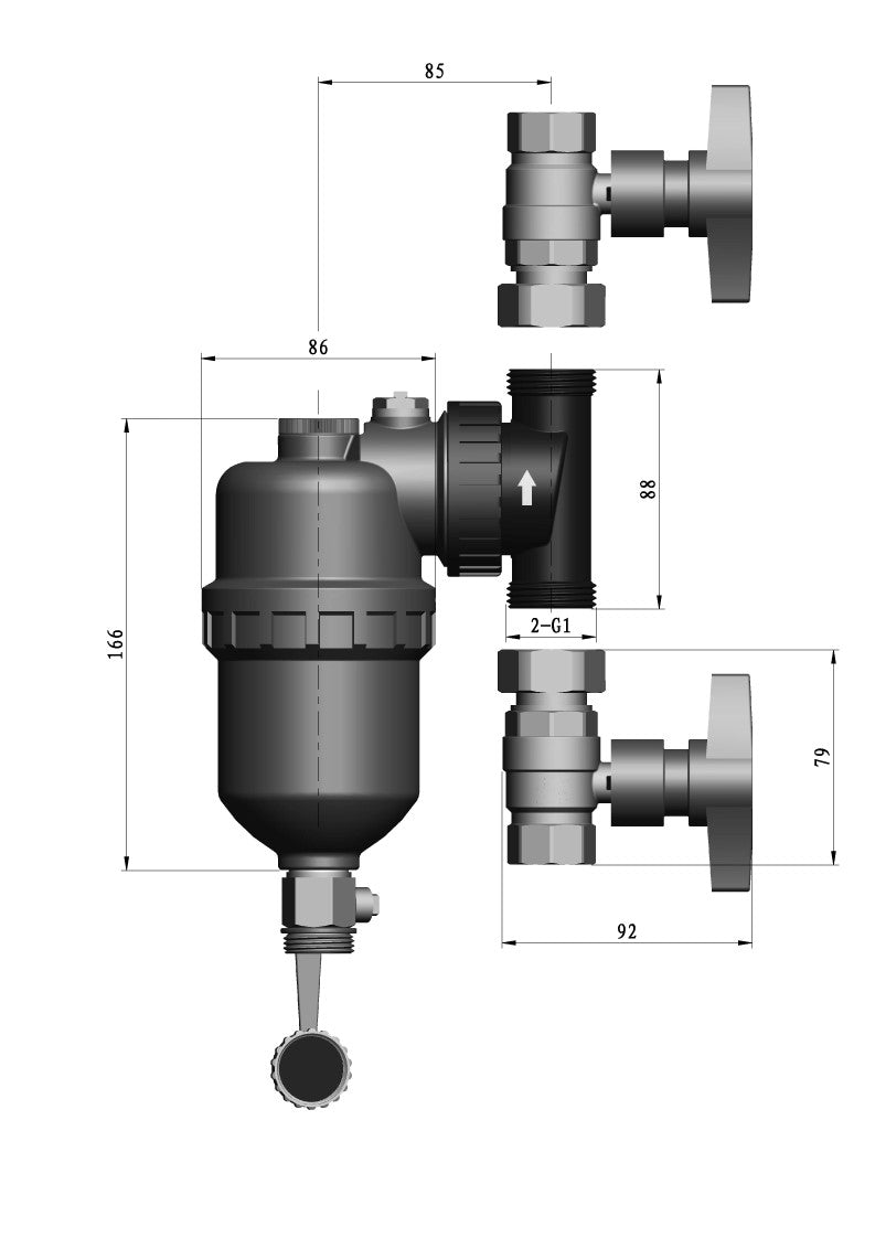 Quadromag basic 1" - magnetisch-mechanisch filter