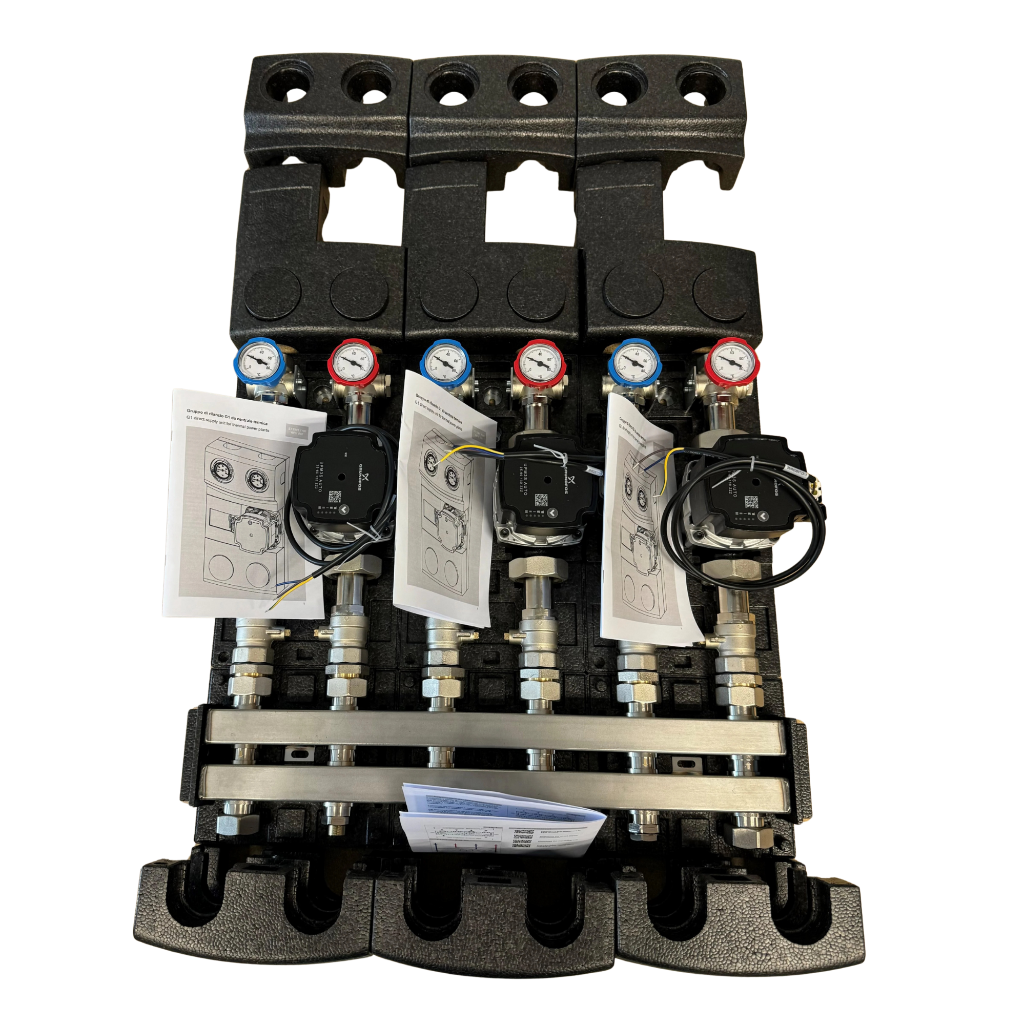 Distributieverdeler RVS 3-zone incl. scheider en bypass