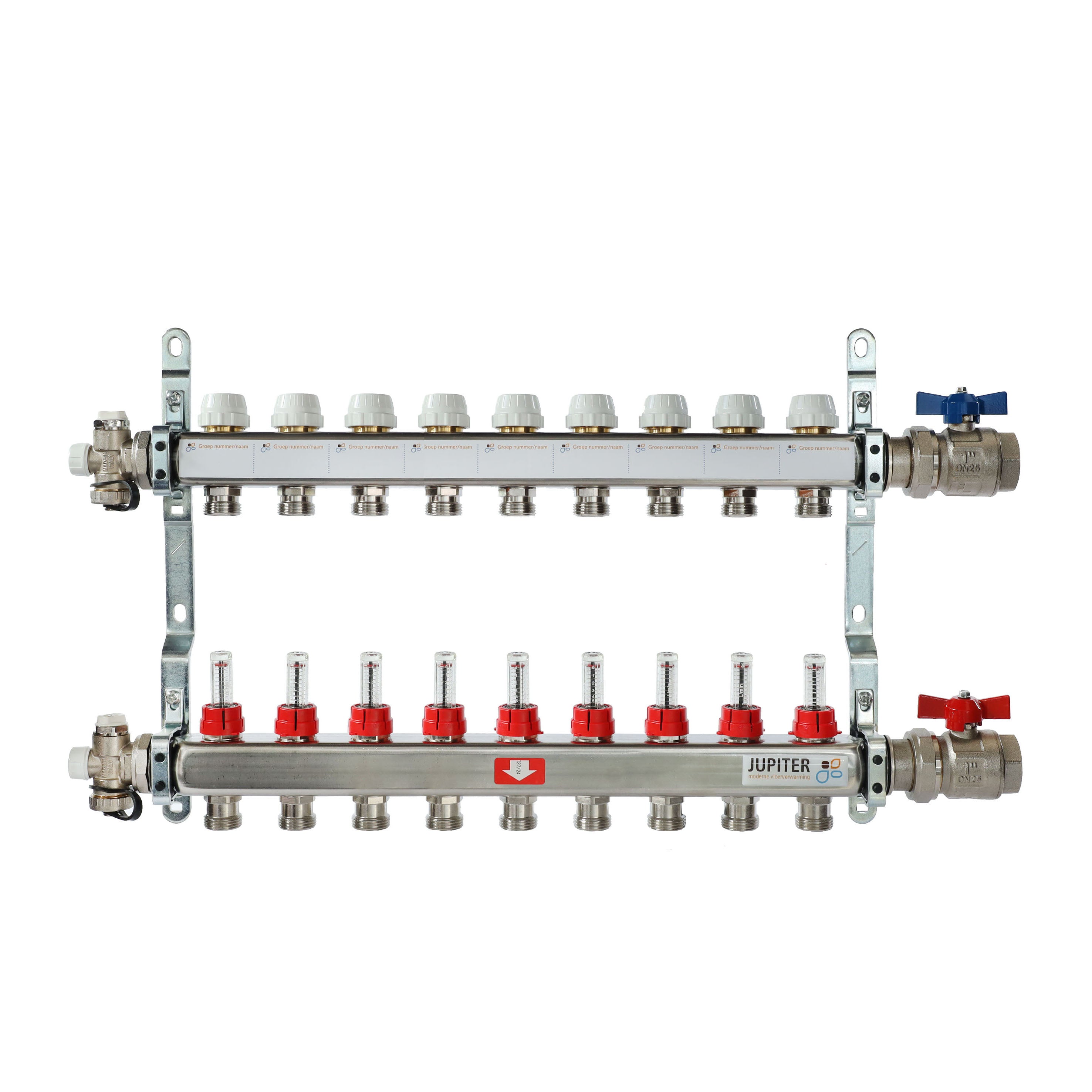 JUPITER RVS Vloerverwarmingsverdeler 9-Groeps