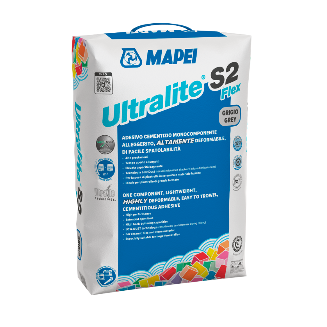 MAPEI Ultralite S2 Flex Adhésif pour carrelage – Sac de colle pour ciment – ​​15 kg 