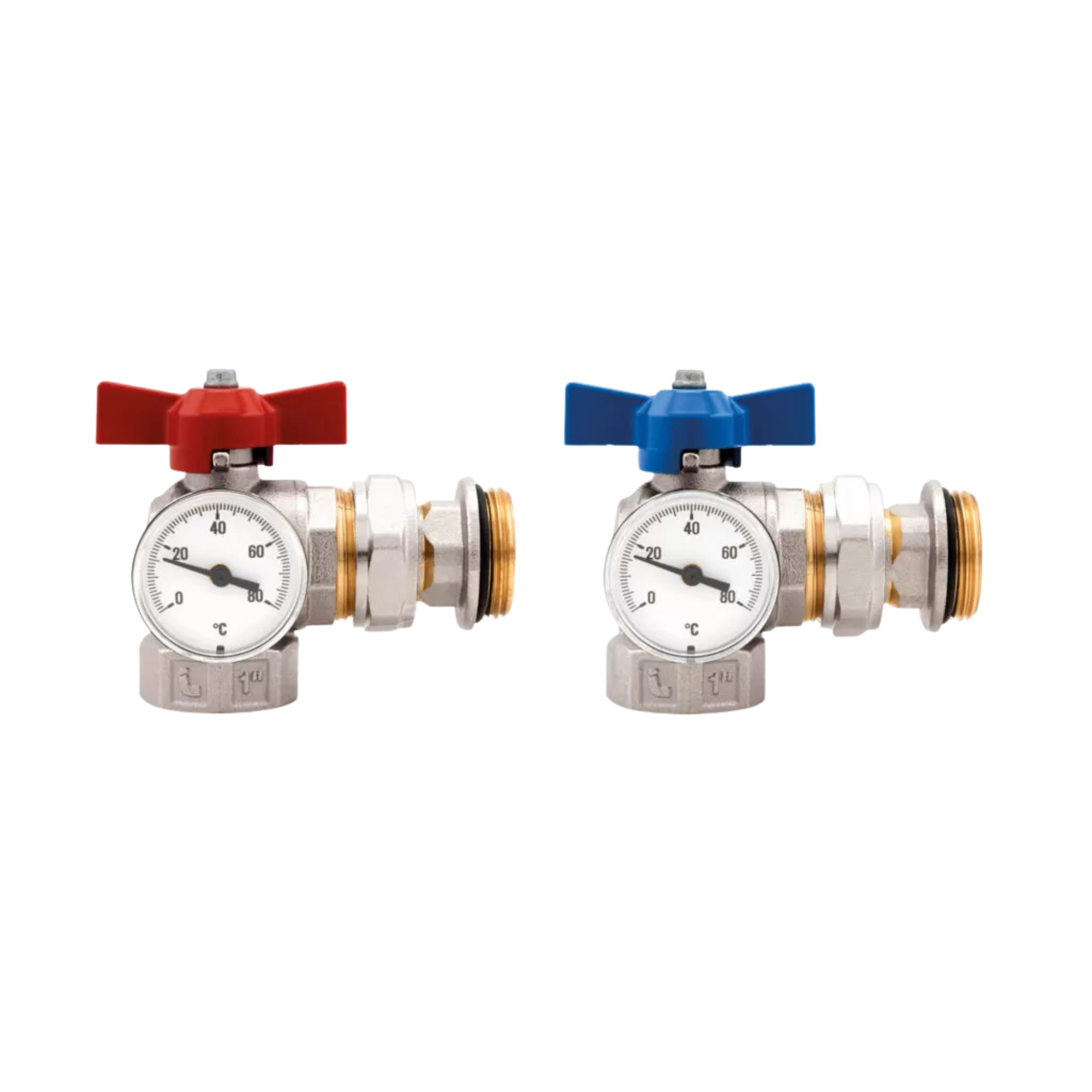 Kogelkraanset 1" haaks incl. 2 thermometers
