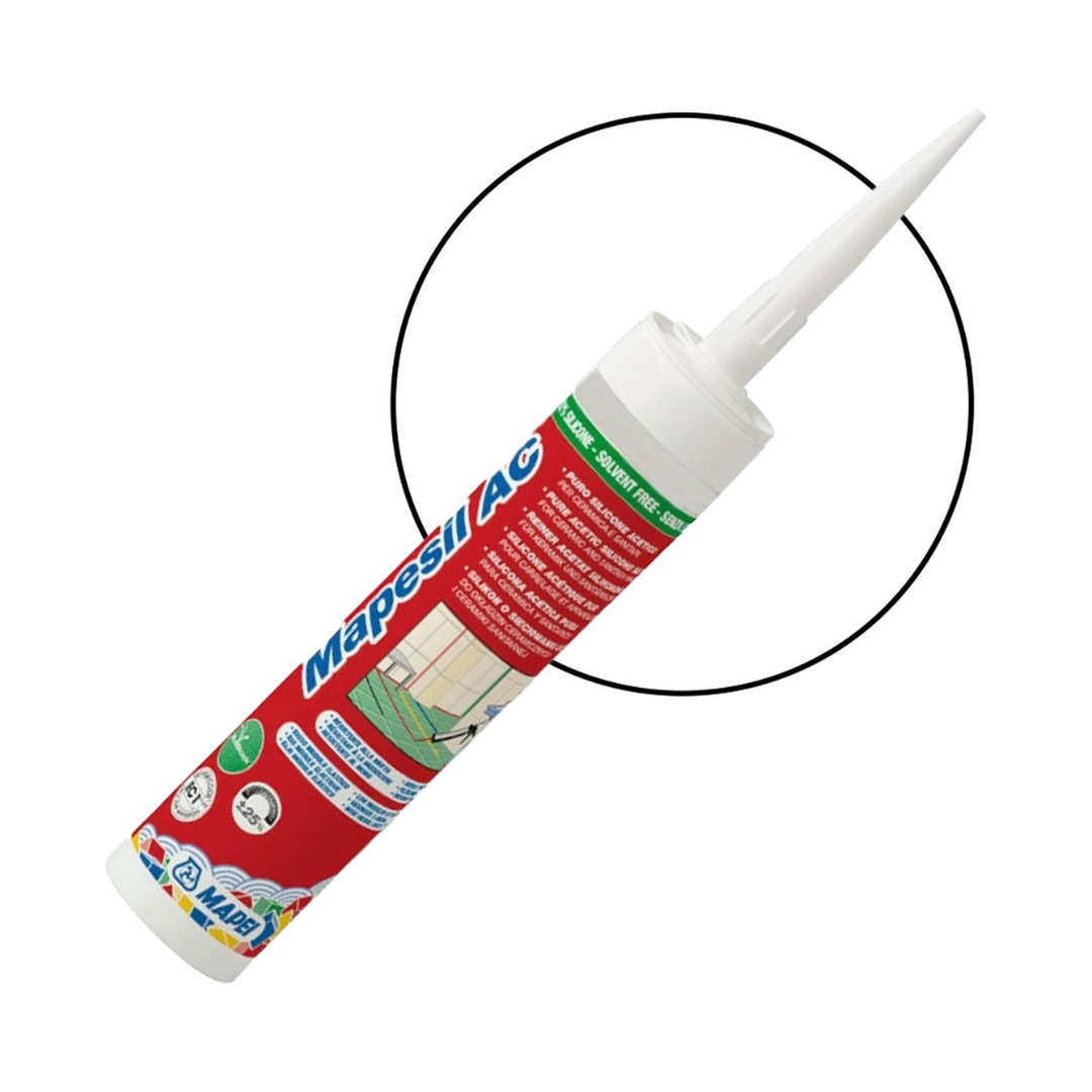 Mapei Mapesil AC Mastic silicone 310 ml – Pour sceller les joints – (couleur 100 blanc) 